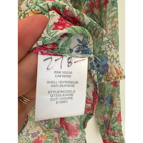 Equipment Femme Floral Silk Button-Up Blouse - Multicolor XS - Picture 3 of 7
